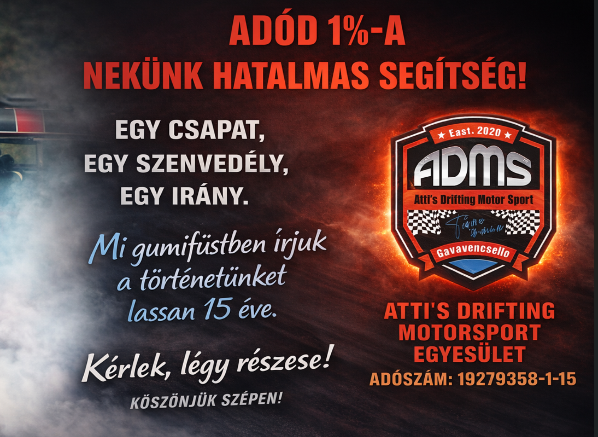 ADMS adó 1% támogatási felhívás